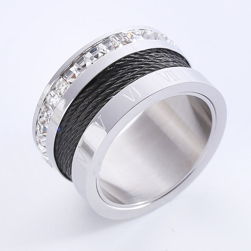 Elegant Romantic Color Block Stainless Steel Plating Inlay Rhinestones 18k Gold Plated Rings