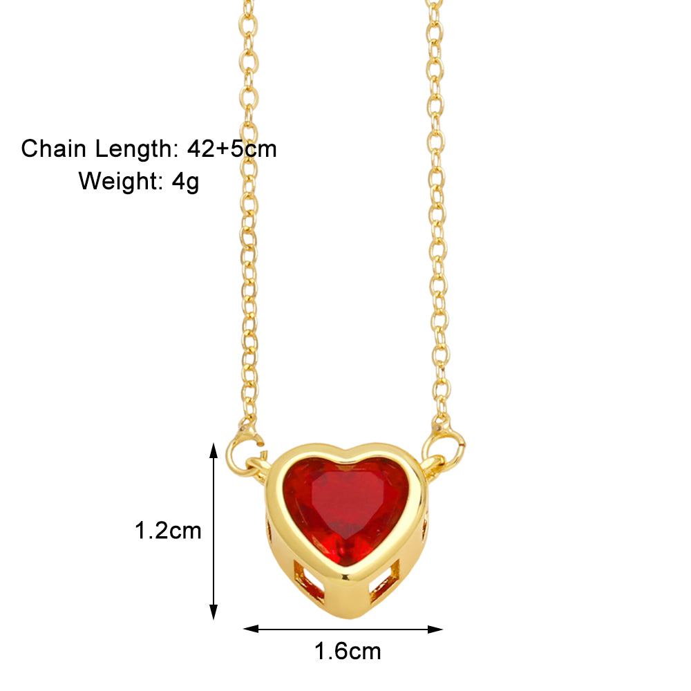 Simple Style Streetwear Heart Shape Copper Plating Inlay Zircon 18k Gold Plated Pendant Necklace