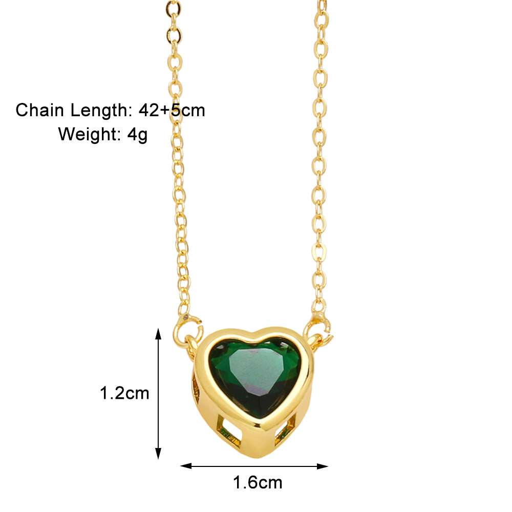 Simple Style Streetwear Heart Shape Copper Plating Inlay Zircon 18k Gold Plated Pendant Necklace