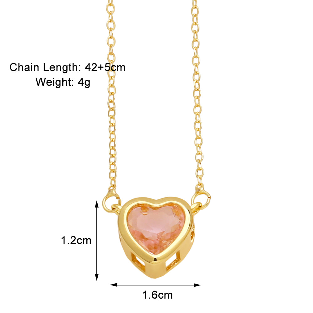 Simple Style Streetwear Heart Shape Copper Plating Inlay Zircon 18k Gold Plated Pendant Necklace