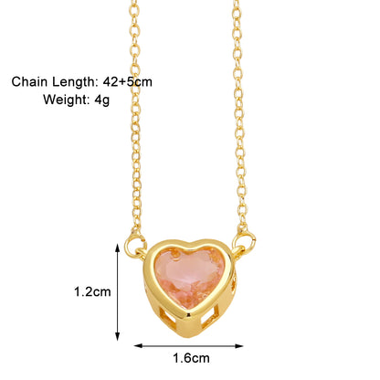 Simple Style Streetwear Heart Shape Copper Plating Inlay Zircon 18k Gold Plated Pendant Necklace