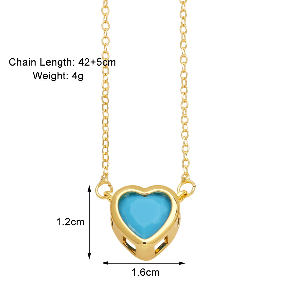 Simple Style Streetwear Heart Shape Copper Plating Inlay Zircon 18k Gold Plated Pendant Necklace