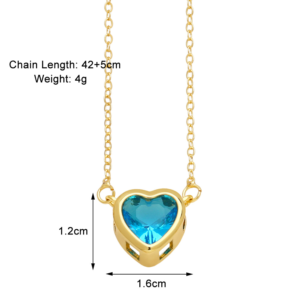 Simple Style Streetwear Heart Shape Copper Plating Inlay Zircon 18k Gold Plated Pendant Necklace