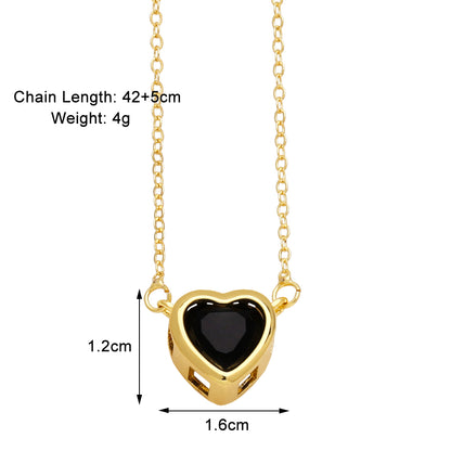 Simple Style Streetwear Heart Shape Copper Plating Inlay Zircon 18k Gold Plated Pendant Necklace