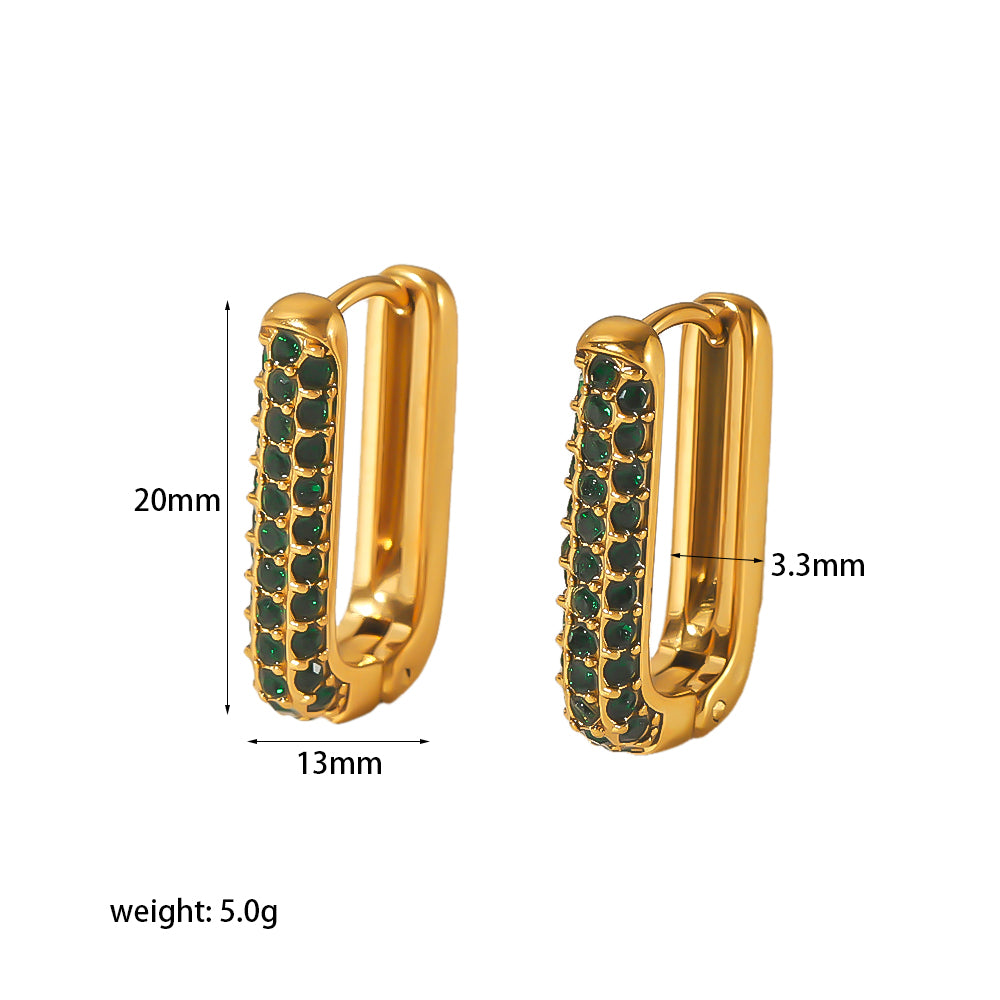 1 Pair Vintage Style Square Rectangle Polishing Plating Inlay Stainless Steel Pearl Zircon 18k Gold Plated Ear Studs