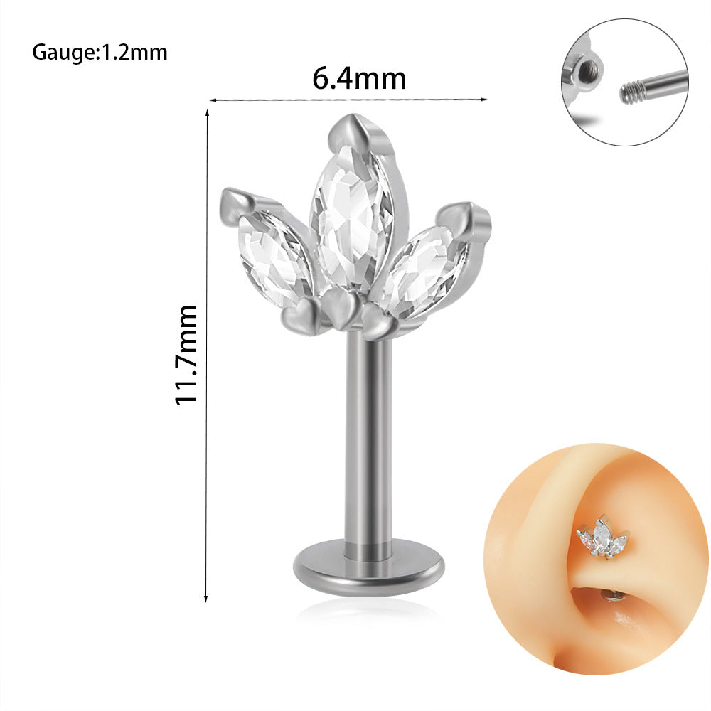 1 Piece Elegant Glam Flower Inlay Stainless Steel Copper Zircon Ear Studs