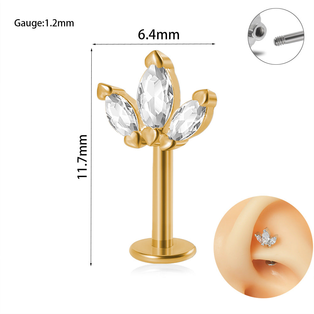 1 Piece Elegant Glam Flower Inlay Stainless Steel Copper Zircon Ear Studs