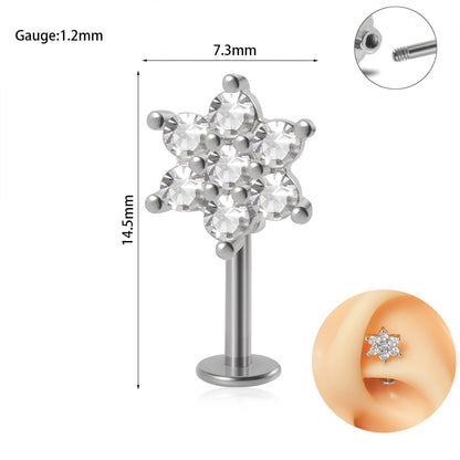 1 Piece Elegant Glam Flower Inlay Stainless Steel Copper Zircon Ear Studs