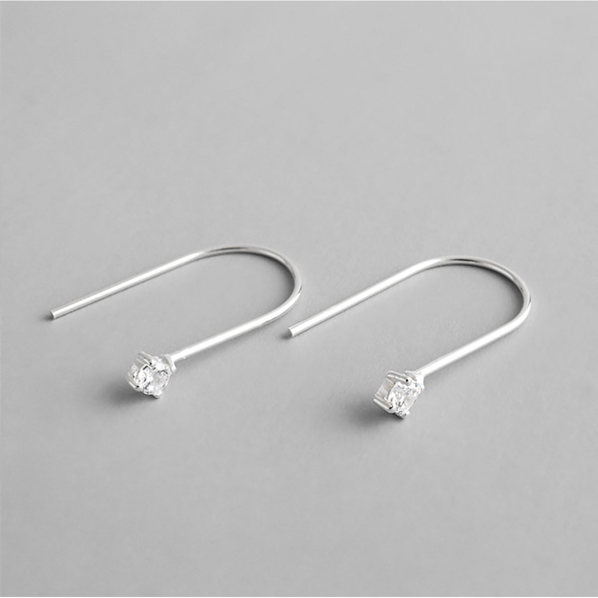 1 Pair Elegant Simple Style Solid Color Plating Sterling Silver Ear Hook