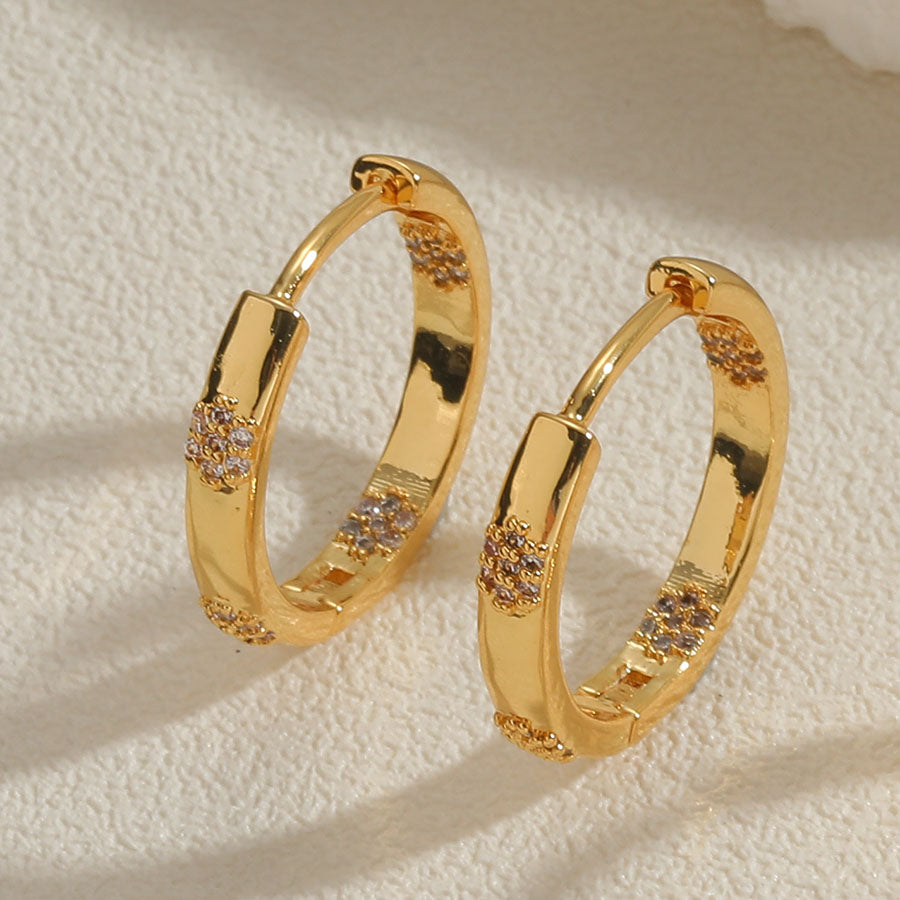 1 Pair Elegant Simple Style Leaves Plating Inlay Copper Zircon 14k Gold Plated Ear Studs