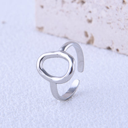 Casual Simple Style Oval Stainless Steel Plating 18k Gold Plated Open Rings