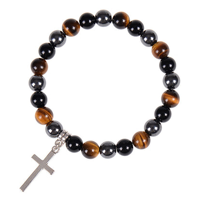 Retro Cross Natural Stone Men'S Bracelets