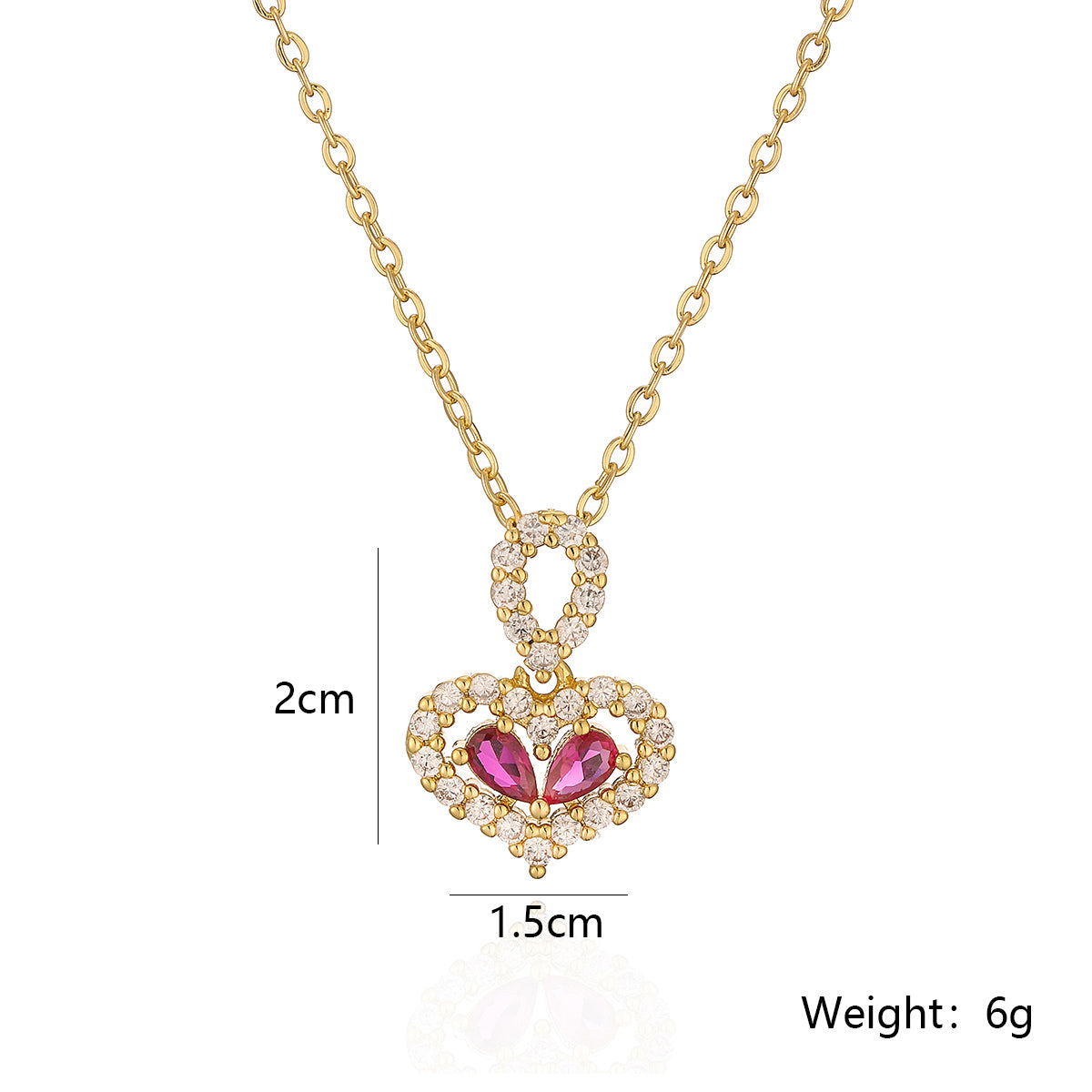 Simple Style Commute Heart Shape Copper Plating Inlay Zircon 18k Gold Plated Pendant Necklace