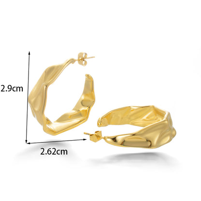 1 Pair Simple Style C Shape Plating Pleated Stainless Steel 18k Gold Plated Ear Studs