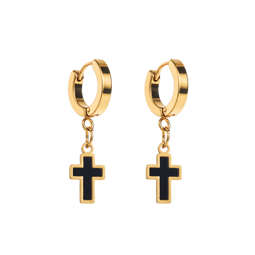 1 Pair Modern Style Simple Style Cross Stainless Steel Drop Earrings