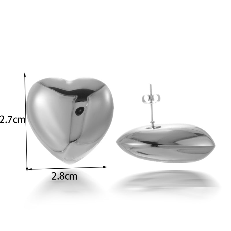 1 Pair Simple Style Water Droplets Heart Shape Plating Stainless Steel 18k Gold Plated Ear Studs