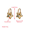 1 Pair Retro Pentagram Round Eye Inlay Titanium Steel Pearl Zircon Gold Plated Drop Earrings