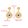 1 Pair Retro Pentagram Round Eye Inlay Titanium Steel Pearl Zircon Gold Plated Drop Earrings