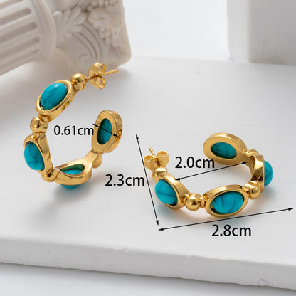 1 Pair Vintage Style Simple Style Horns Plating Inlay Stainless Steel Zircon 18k Gold Plated Drop Earrings