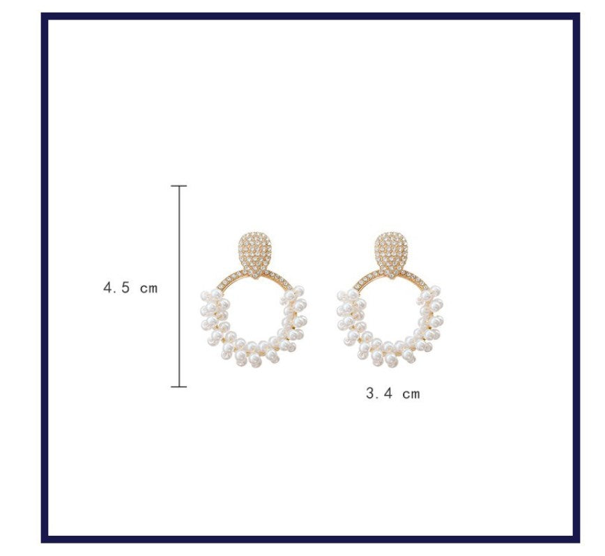 1 Pair Ig Style Elegant Circle Inlay Imitation Pearl Copper Zircon Drop Earrings