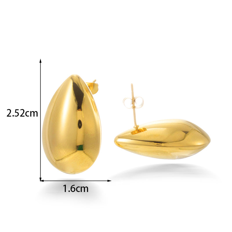 1 Pair Simple Style C Shape Water Droplets Plating Stainless Steel 18k Gold Plated Ear Studs