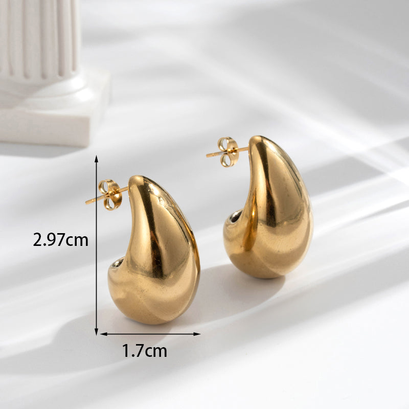 1 Pair Simple Style C Shape Water Droplets Plating Stainless Steel 18k Gold Plated Ear Studs