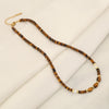 Classic Style Water Droplets Stainless Steel Tiger Eye Copper Beaded Women's Necklace