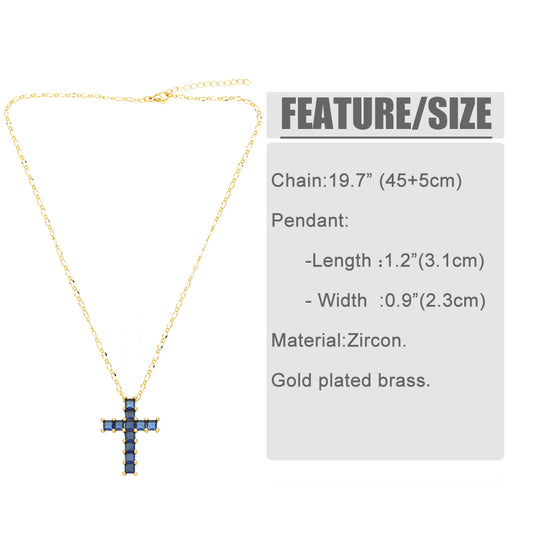 Simple Style Cross Copper Plating Inlay Zircon 18k Gold Plated Necklace Pendant