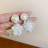 1 Pair Sweet Flower Plating Imitation Pearl Drop Earrings