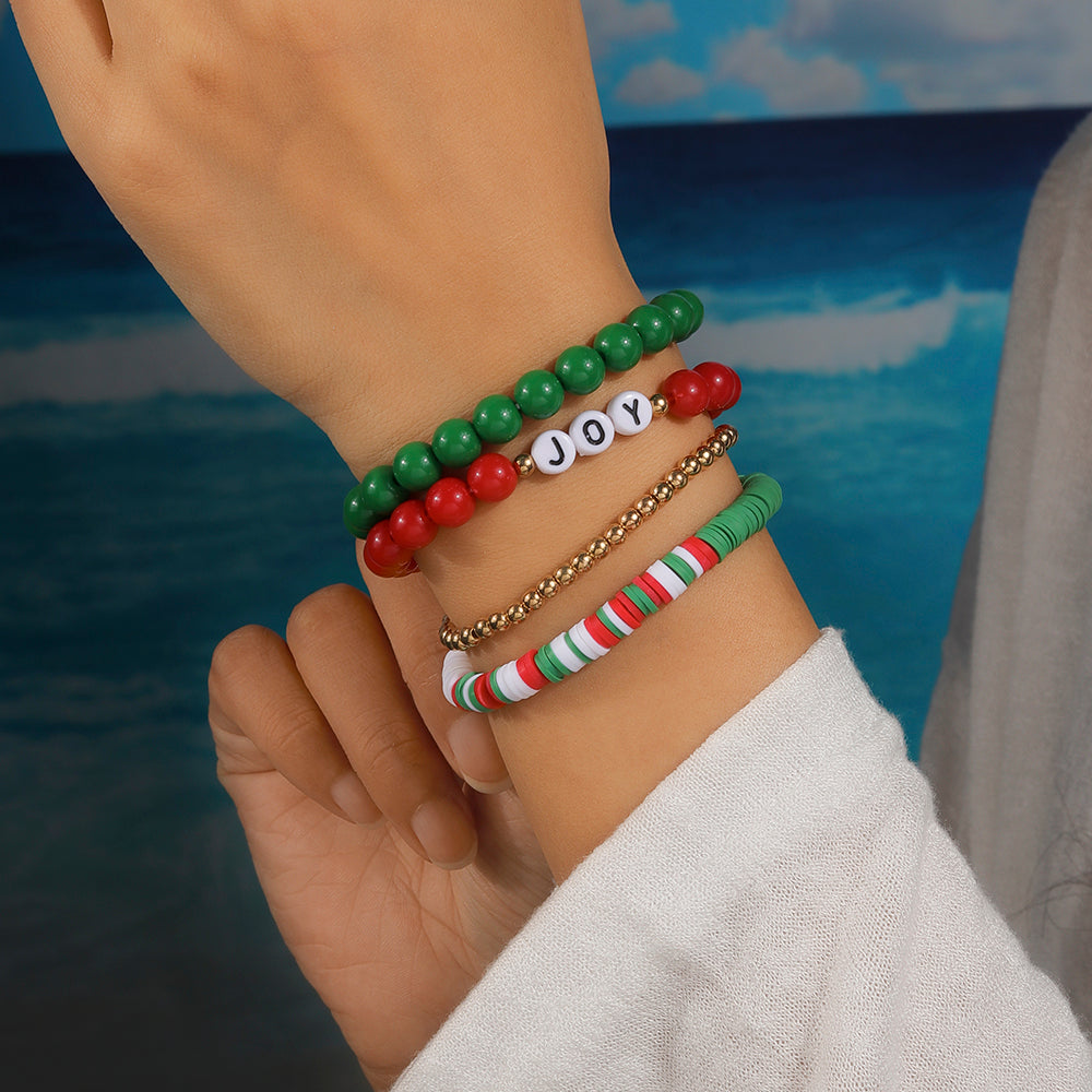 Casual Letter Soft Clay Beaded Christmas Women's Bracelets