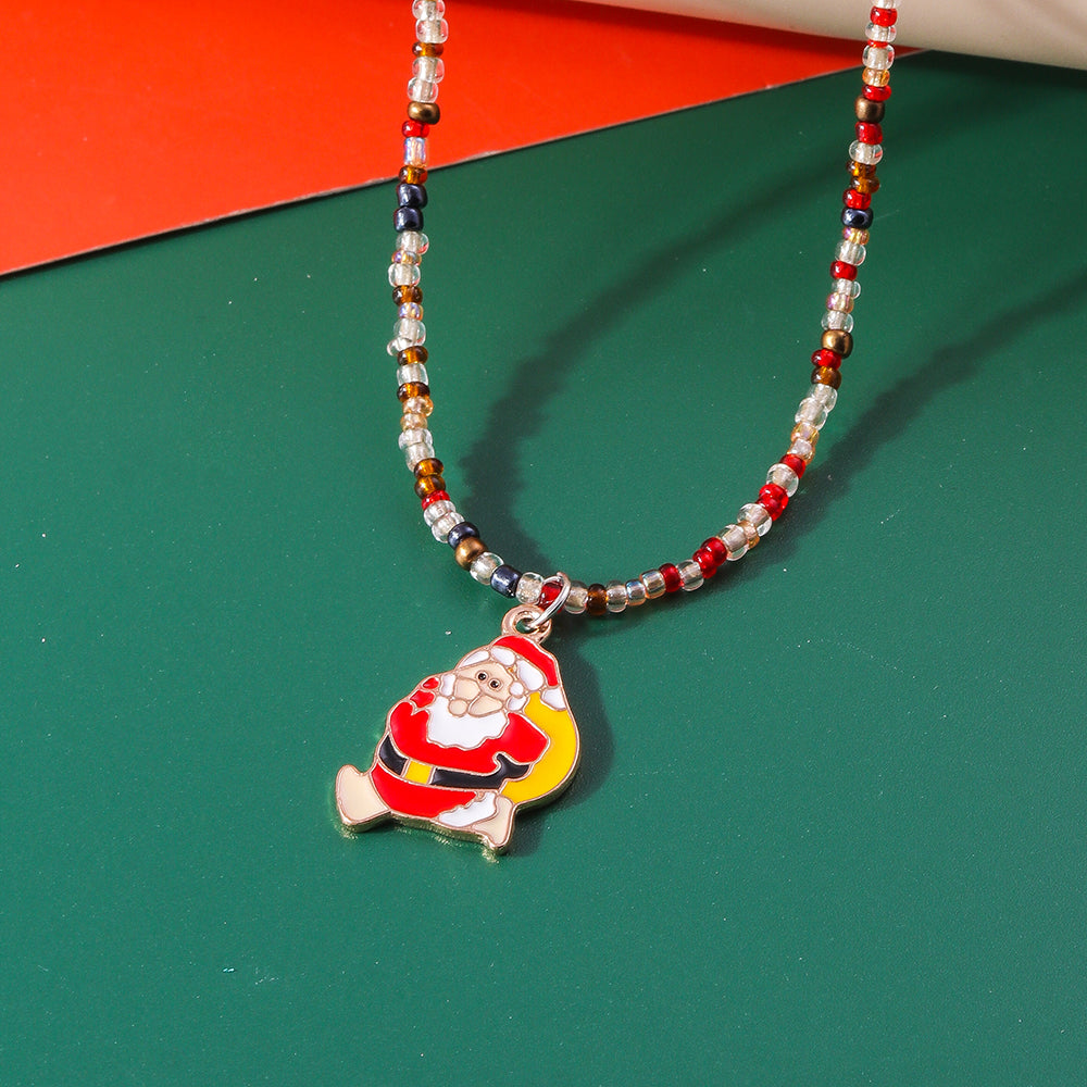 Cute Santa Claus Glass Wholesale Pendant Necklace