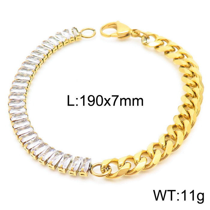 Simple Style Geometric Stainless Steel Plating Inlay Zircon Bracelets Necklace