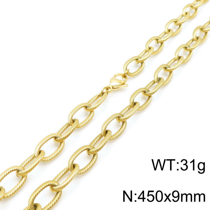 Wholesale Hip-hop Retro Solid Color Titanium Steel Chain Necklace