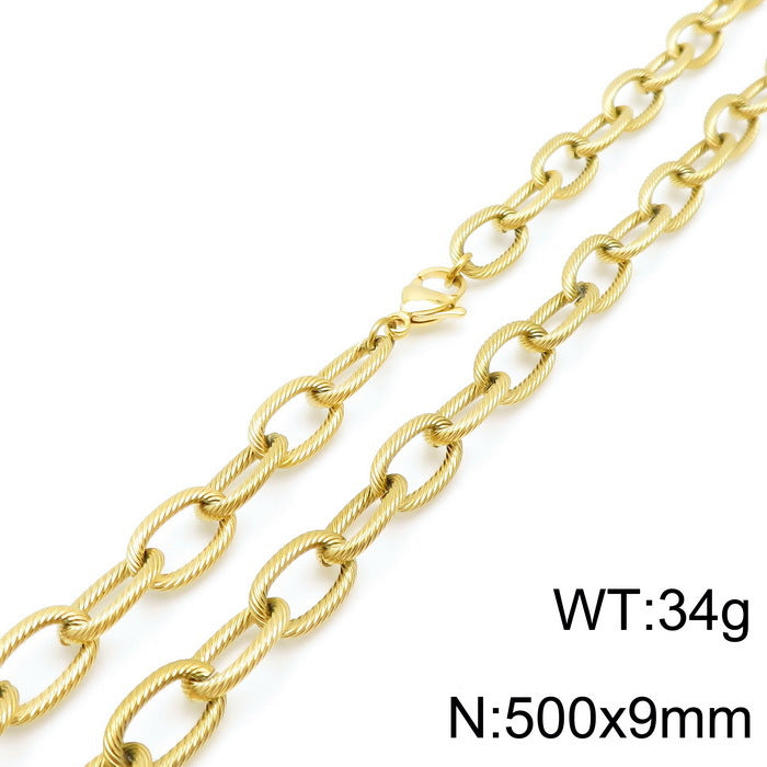 Wholesale Hip-hop Retro Solid Color Titanium Steel Chain Necklace