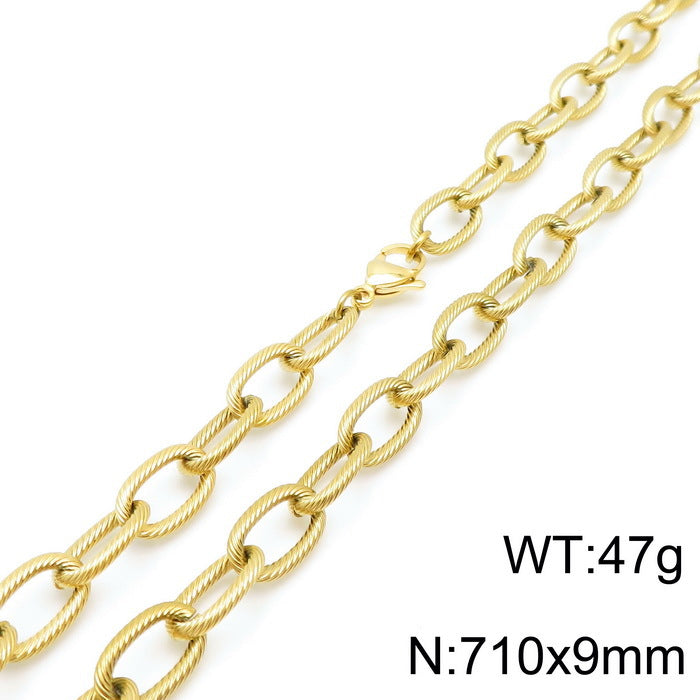 Wholesale Hip-hop Retro Solid Color Titanium Steel Chain Necklace