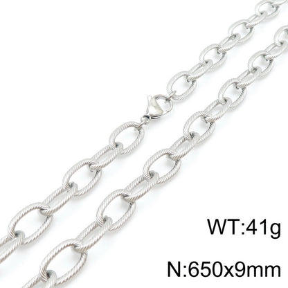 Wholesale Hip-hop Retro Solid Color Titanium Steel Chain Necklace