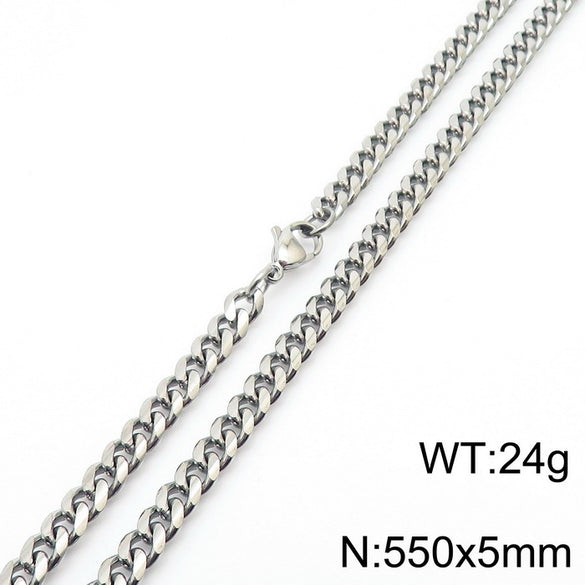 Wholesale Simple Style Solid Color Titanium Steel Chain Necklace