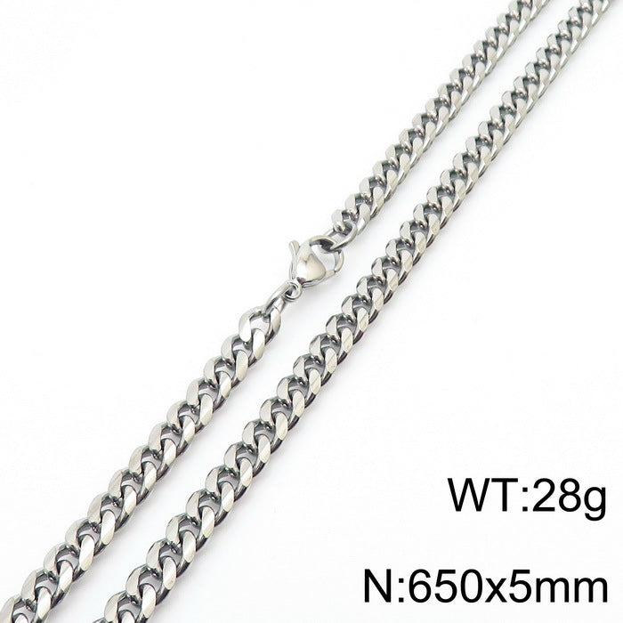 Wholesale Simple Style Solid Color Titanium Steel Chain Necklace