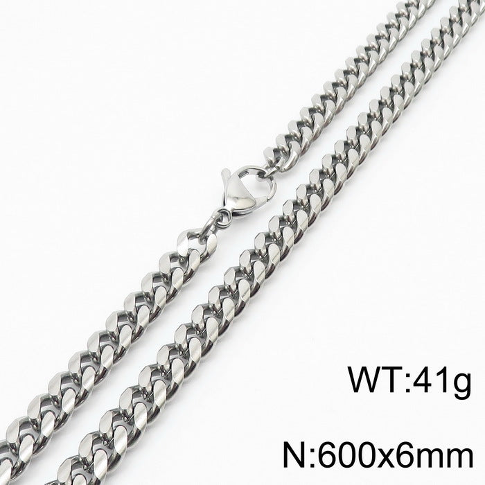 Wholesale Simple Style Solid Color Titanium Steel Chain Necklace