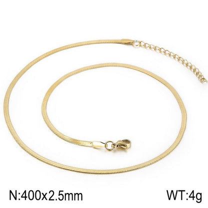 Wholesale Classic Style Solid Color Titanium Steel Plating Chain Gold Plated Necklace