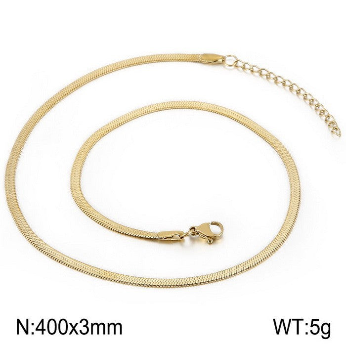 Wholesale Classic Style Solid Color Titanium Steel Plating Chain Gold Plated Necklace