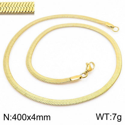 Wholesale Classic Style Solid Color Titanium Steel Plating Chain Gold Plated Necklace