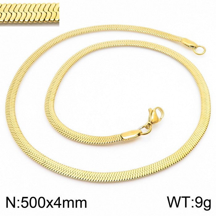 Wholesale Classic Style Solid Color Titanium Steel Plating Chain Gold Plated Necklace