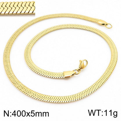 Wholesale Classic Style Solid Color Titanium Steel Plating Chain Gold Plated Necklace