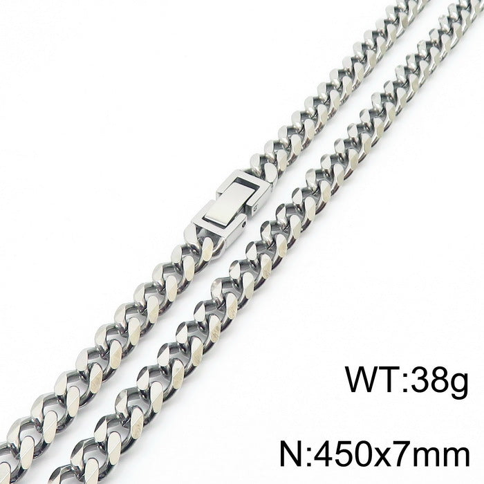 Simple Style Solid Color Titanium Steel Chain Men'S Necklace