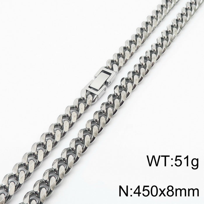 Simple Style Solid Color Titanium Steel Chain Men'S Necklace