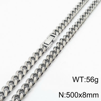 Simple Style Solid Color Titanium Steel Chain Men'S Necklace