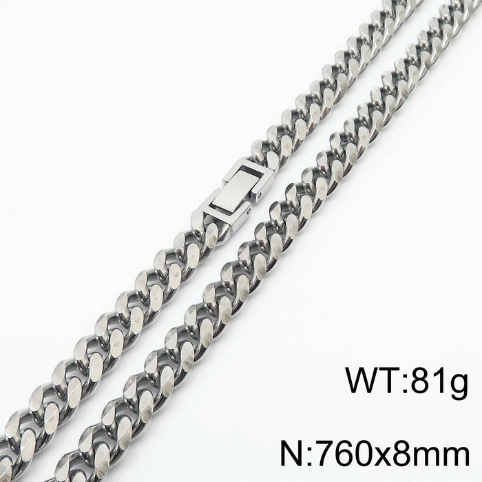 Simple Style Solid Color Titanium Steel Chain Men'S Necklace