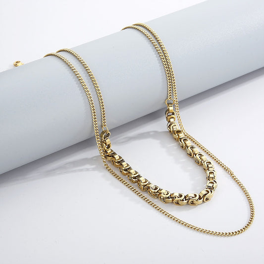 Hip-hop Retro Solid Color Titanium Steel Plating Chain Gold Plated Bracelets Necklace