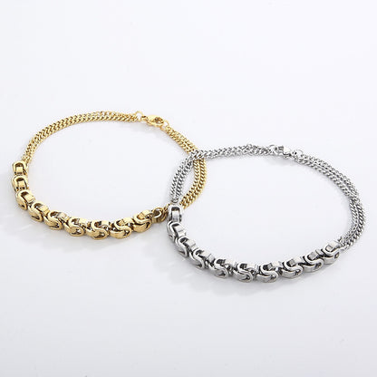 Hip-hop Retro Solid Color Titanium Steel Plating Chain Gold Plated Bracelets Necklace